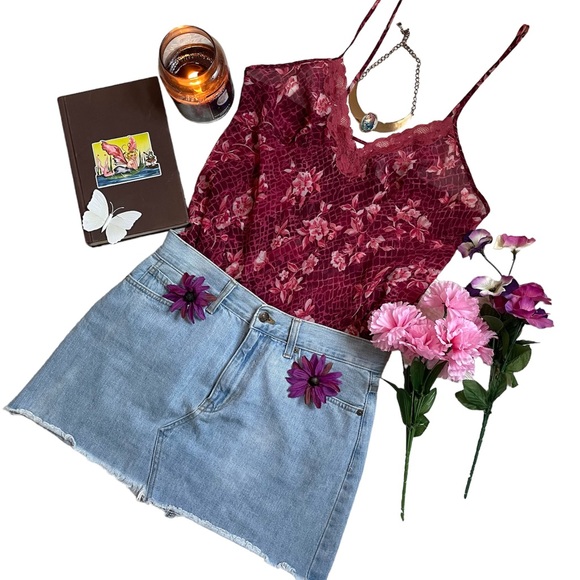 Secret treasures maroon lace floral cami - Picture 8 of 15